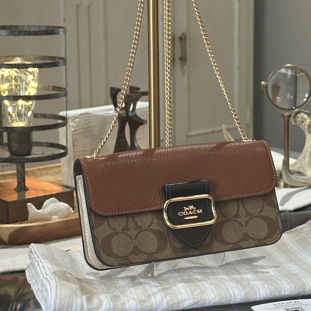 COACH Signature Colorblock Morgan Crossbody in Khaki/Multi, BNWT - Picture 4 of 16